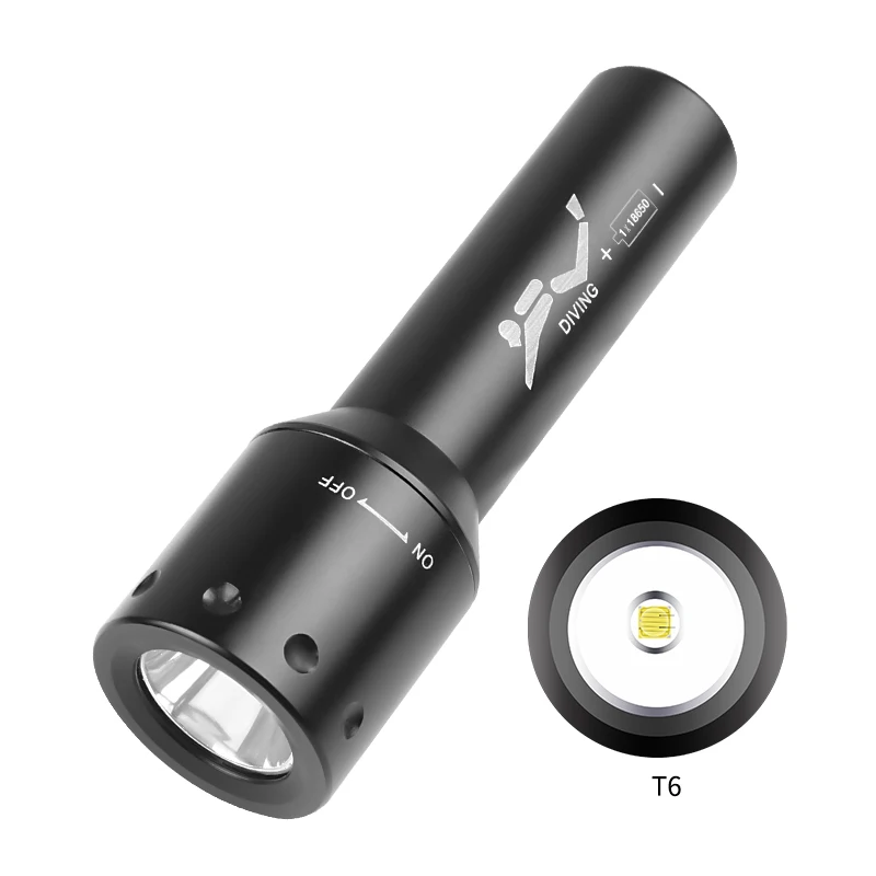 New T6 LED Diving Torch Long-R - Aquatic Diving のレビューと価格
