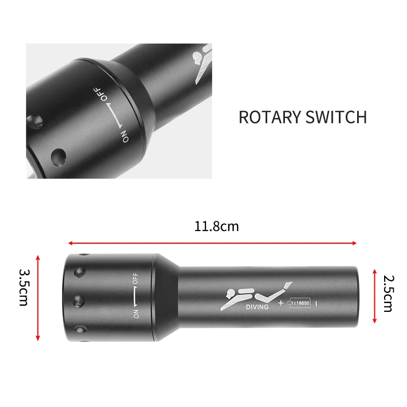 New T6 LED Diving Torch Long-R - Aquatic Diving のレビューと価格