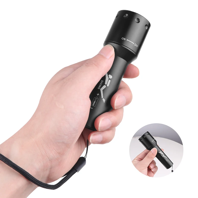New T6 LED Diving Torch Long-R - Aquatic Diving のレビューと価格