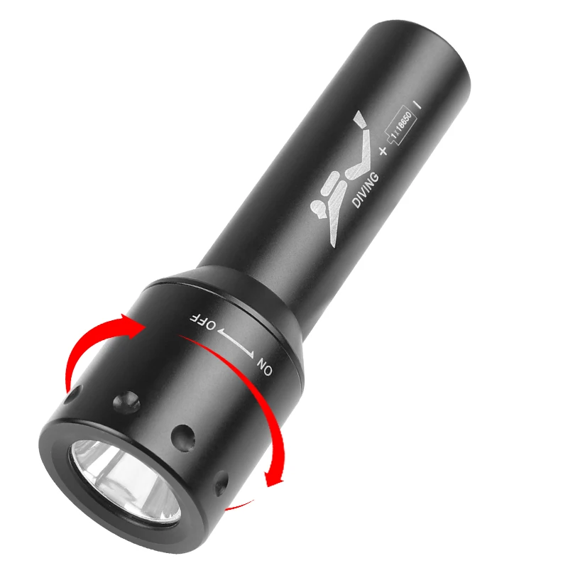New T6 LED Diving Torch Long-R - Aquatic Diving のレビューと価格